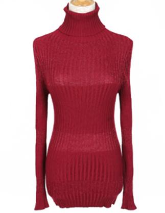 Romwe High Neck Slim Burgundy Gold Sweater