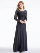 Romwe Lace Overlay Combo Hijab Evening Dress