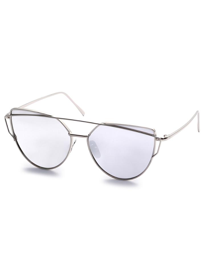 Romwe White Metal Frame Aviator Sunglasses