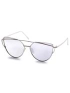 Romwe White Metal Frame Aviator Sunglasses