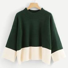 Romwe Drop Shoulder Two Tone Sweater