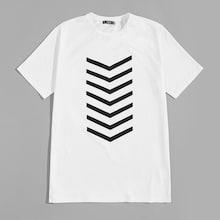 Romwe Guys Chevron Print Pullover Tee