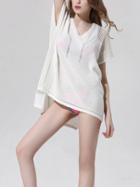 Romwe White Knitted Hollow Out Top