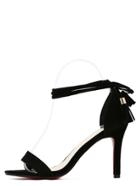 Romwe Black Faux Suede Tasselled Lace-up Sandals