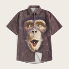 Romwe Guys Monkey Print Shirt