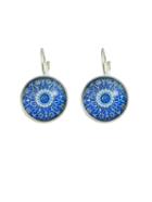 Romwe Silver Color Crystal Pupil Round Earrings