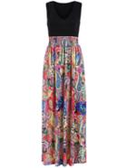Romwe V Neck Floral Pleated Maxi Red Dress
