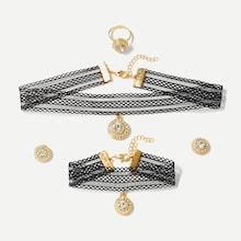 Romwe Lace Choker 2pcs & Earrings 1pair