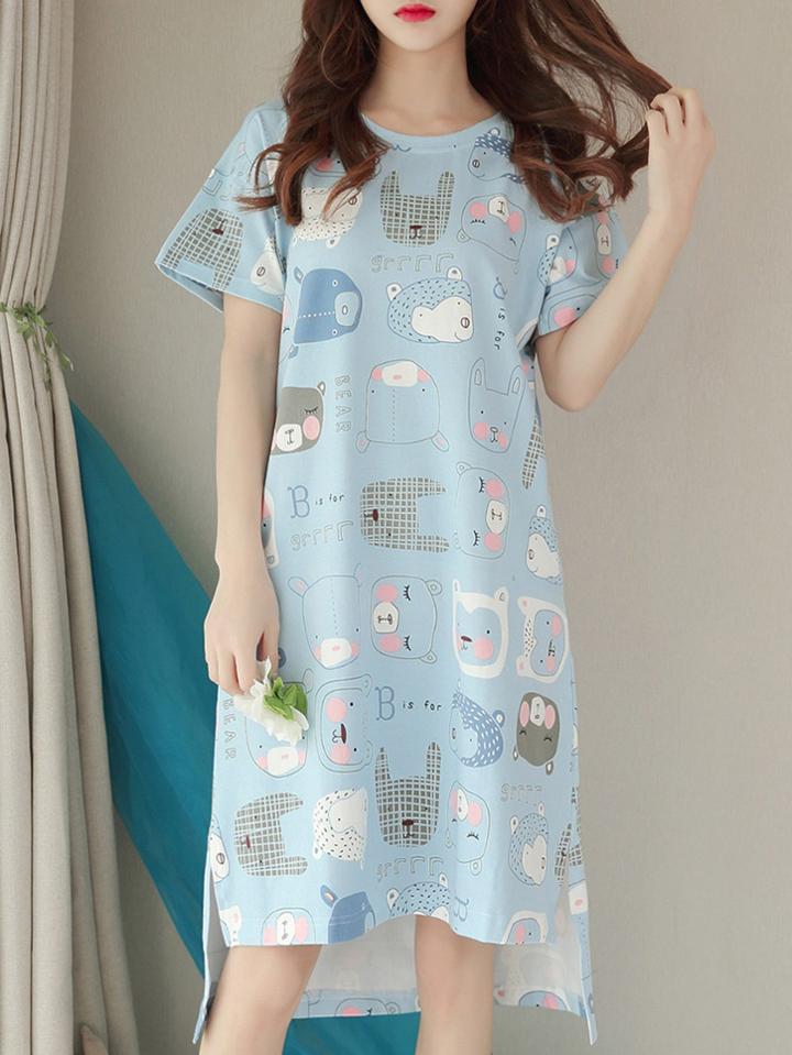 Romwe Animal Print Dip Hem Dress
