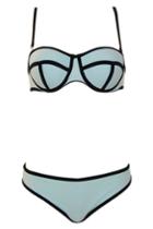 Romwe Eye-like Cup Low-rise Light-blue Bikini
