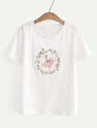 Romwe Ballet Embroidered Tee
