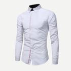 Romwe Men Roll Up Sleeve Plain Shirt