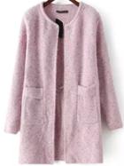Romwe With Pockets Loose Pink Cardigan