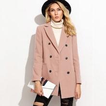 Romwe Double Breasted Notched Coat