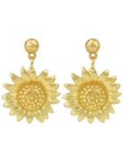 Romwe Sunflower Shape Women Gold Plated Earrings
