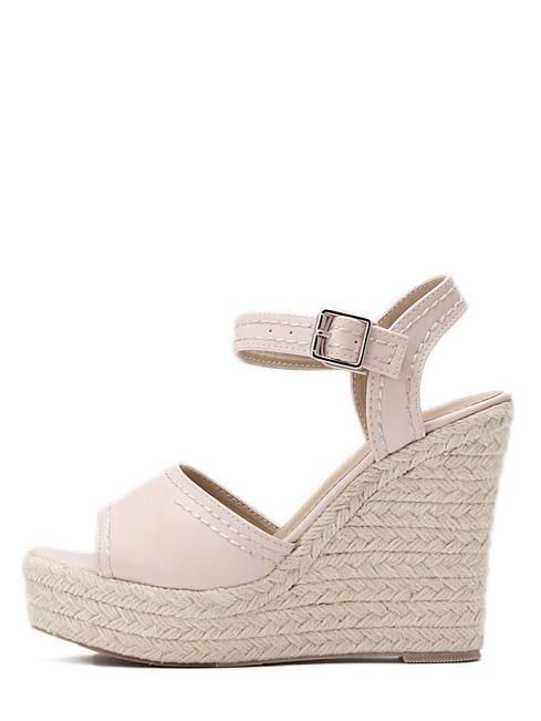 Romwe Apricot Peep Toe Platform Slipsole Sandals