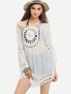 Romwe Crochet Trimmed Asymmetric Dress