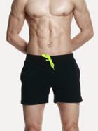 Romwe Men Letter Print Back Drawstring Shorts