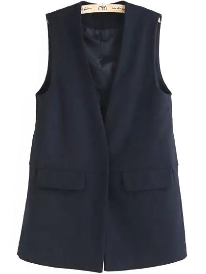Romwe V Neck Pockets Vest