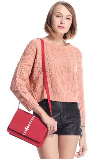 Romwe Cable Knit Pink Short Jumper