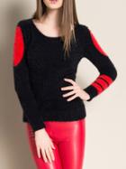 Romwe Color-block Long Sleeve Mohair Sweater