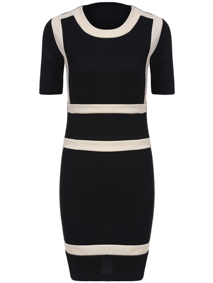 Romwe Short Sleeve Striped-trim Dress