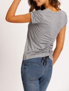 Romwe Grey Ruched Drawstring T-shirt