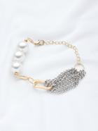 Romwe Contrast Faux Pearl Chain Bracelet