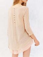 Romwe Chiffon Hem Buttons Back Shift Pink Dress