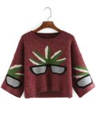 Romwe Cartoon Print Crop Sweater