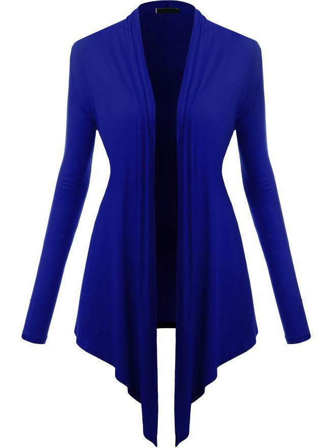 Romwe Long Sleeve Asymmetrical Royal Blue Coat
