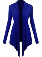 Romwe Long Sleeve Asymmetrical Royal Blue Coat