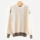 Romwe Cut And Sew Fuzzy Jumper