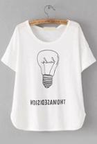 Romwe Bulb Print Loose T-shirt