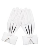 Romwe White Faux Leather Cut Out Bow Gloves
