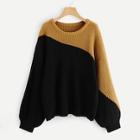 Romwe Plus Two-tone Lantern Sleeve Jumper