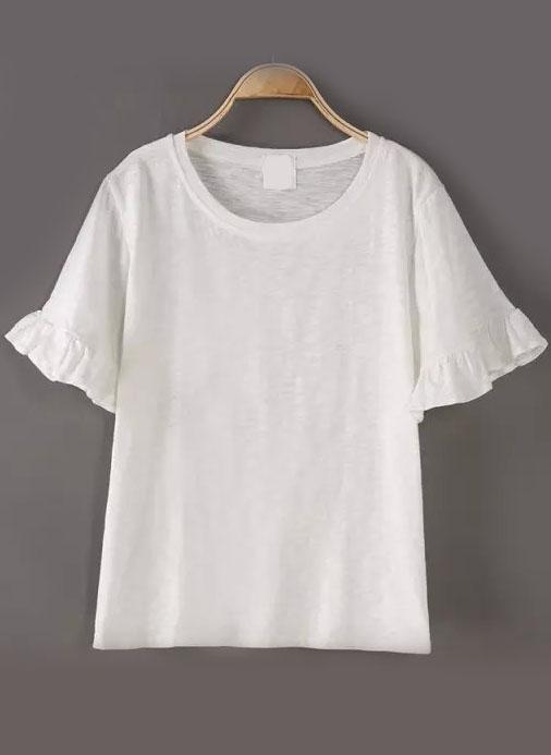 Romwe Butterfly Sleeve White T-shirt