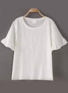 Romwe Butterfly Sleeve White T-shirt