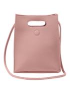 Romwe Embossed Faux Leather Cutout Handle Shoulder Bag - Pink