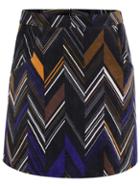 Romwe Striped Patchwork Zipper Skirt