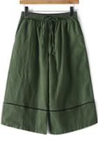 Romwe Drawstring Wide Leg Green Pant