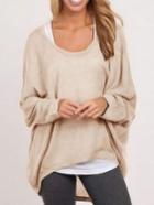 Romwe High Low Loose Apricot T-shirt