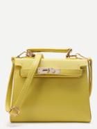 Romwe Yellow Pu Satchel Bag With Handle