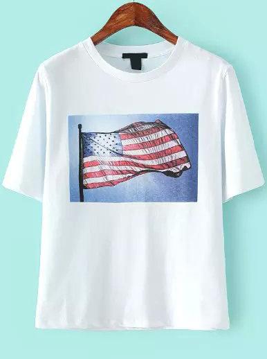 Romwe National Flag Print T-shirt