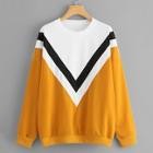 Romwe Plus Color-block Drop-shoulder Sweatshirt