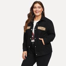 Romwe Plus Leopard Contrast Jacket