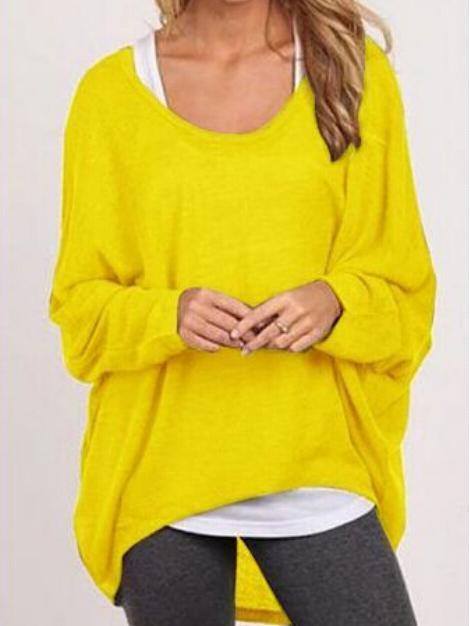 Romwe High Low Loose Yellow T-shirt