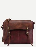 Romwe Color Block Faux Leather Studded Satchel Bag
