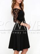 Romwe Black Off The Shoulder With Lace Dress