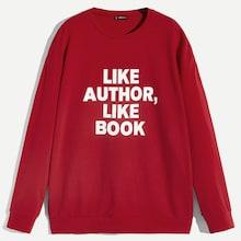 Romwe Men Drop Shoulder Letter Print Pullover